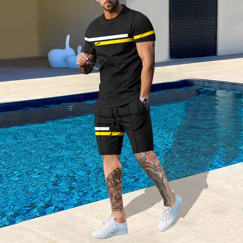 New men's outdoor running shorts for summer 2025, street fashion, casual, loose and comfortable T-shirt with soft and comfortable Shorts.  Sz:  S-6X
