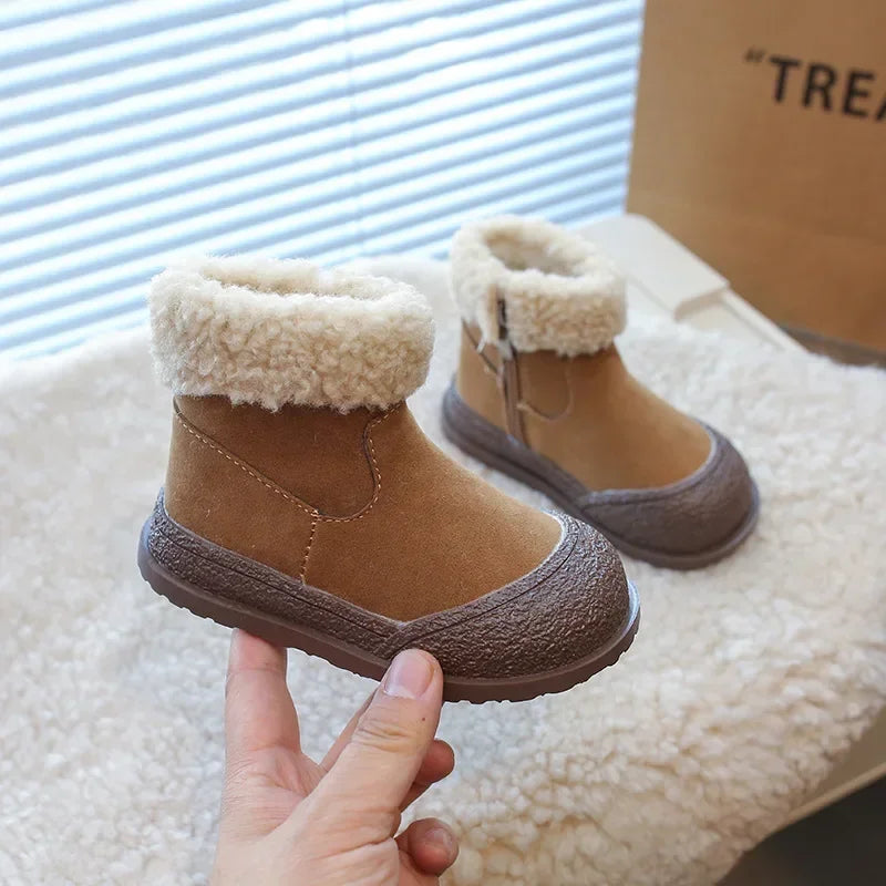Kids Snow Boots 2024 Winter New Soft Sole Cotton Boot Girls Boots Warm Thick Cotton Shoes All Match Sneakers Ankle Boots for Boy