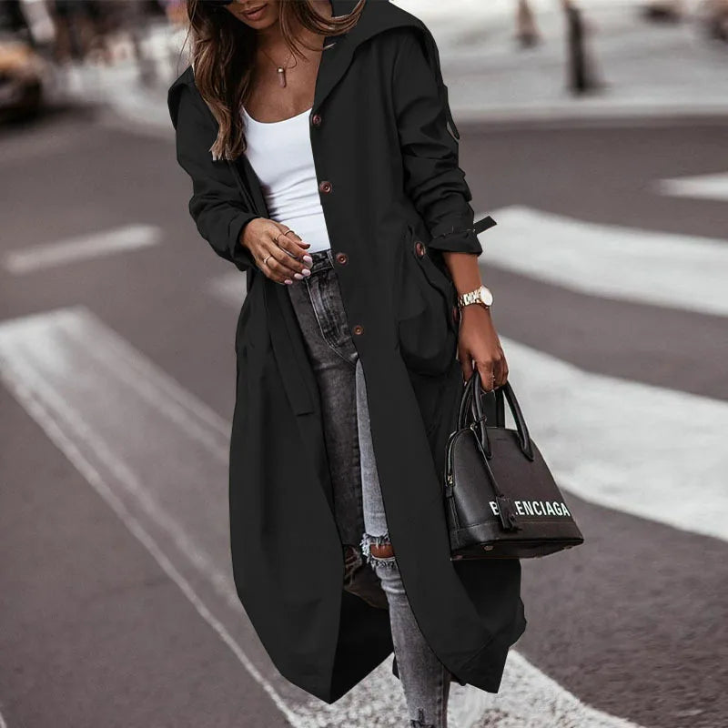 Women's Autumn And Winter Style Personality Casual fashionable long Trench Coat.  S-XL