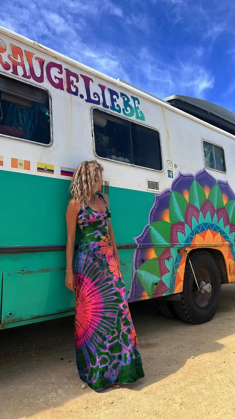 Women Sexy Print Dress Backless Cross Sleeveless Spring Summer Thin Casual Multiple Patterns Long dress.