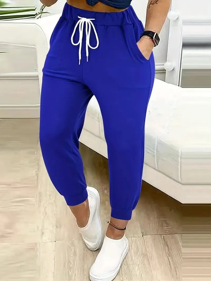 European plus size new casual solid colour pocket Harem Pants