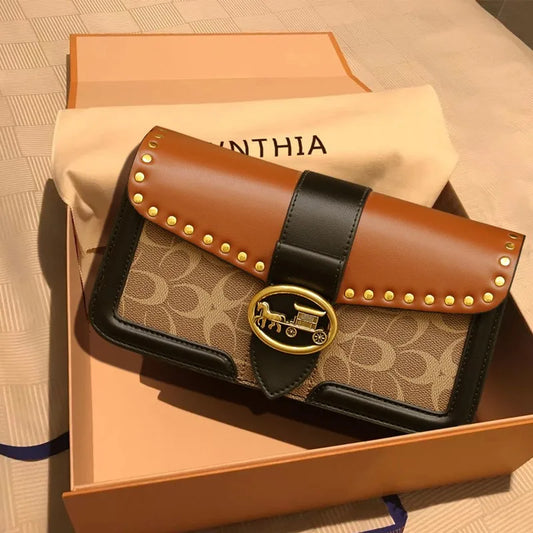 New Retro Hand Bag High End Luxury Contrast Colour Fashion