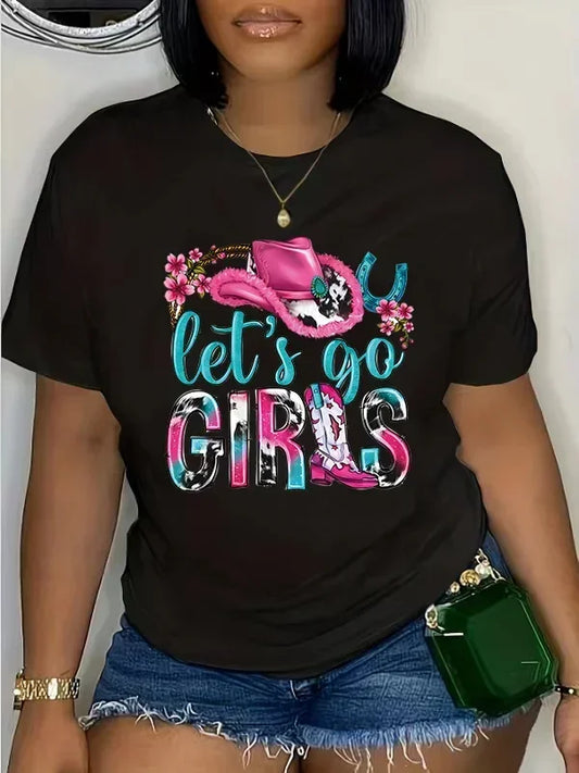 Women Plus Size Round Neck Short Sleeve Printed Casual Loose Trendy Plus Size T-Shirts.   XL-5X