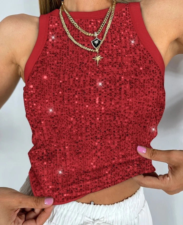 Summer Fashion O-Neck Sleeveless Casual Skinny Daily Crop Tank Top