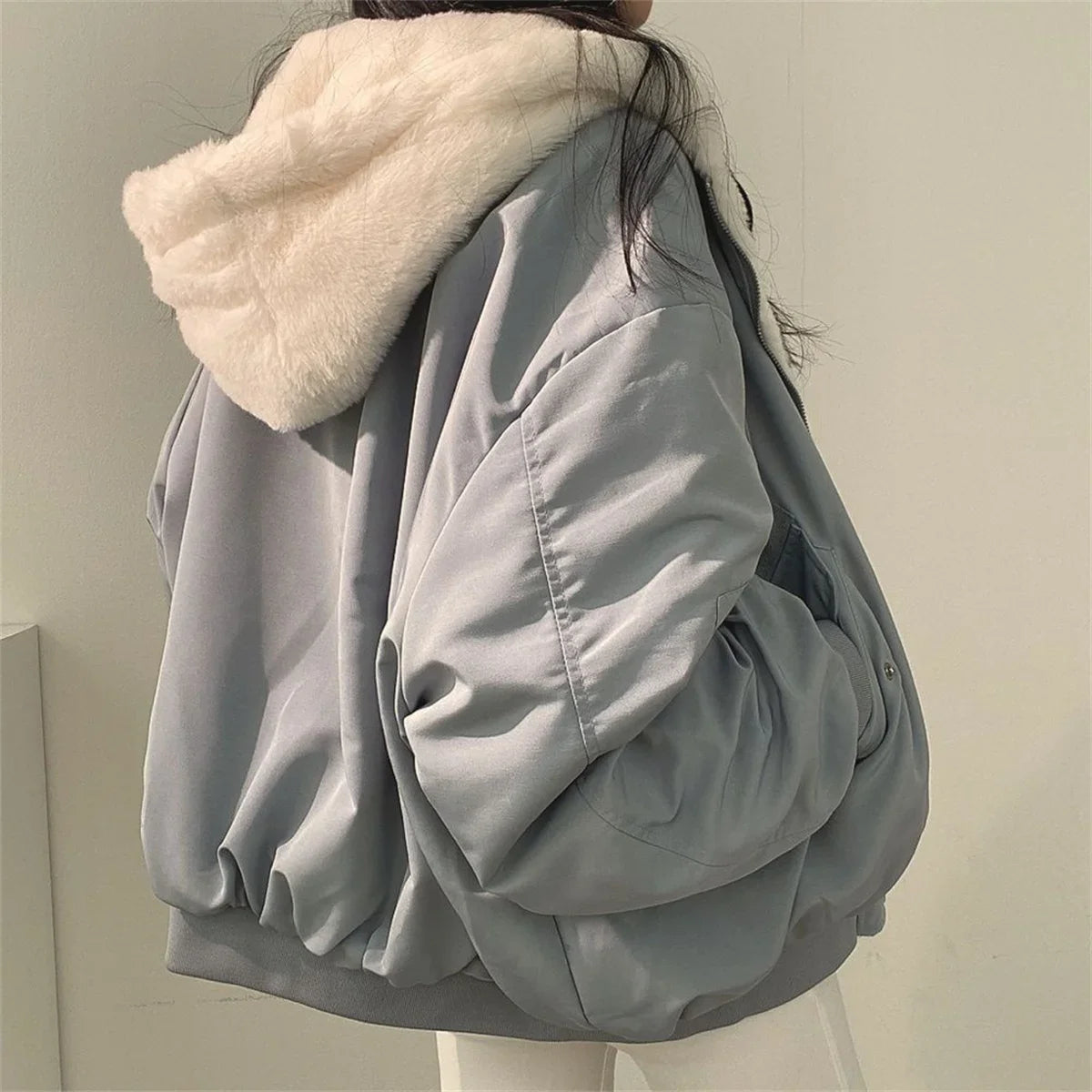 Reversible Thick Coat - Zipper Hooded Women Winter Jacket Elegant Solid Fashion Warm Casual S-2X