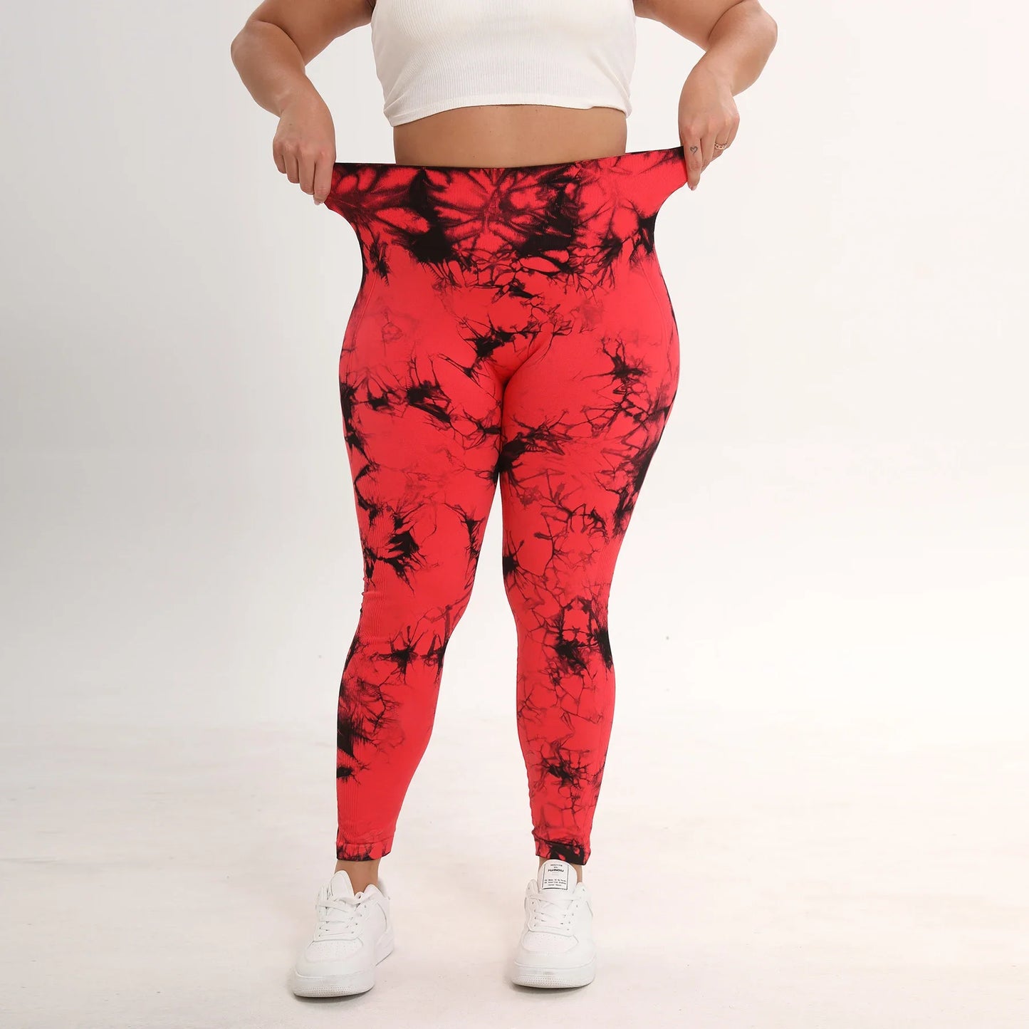 Ladies Plus Size High Waist Butt Lifting Yoga Pants Tie Dye Leggings Elastic Slim Fit Sports Pants