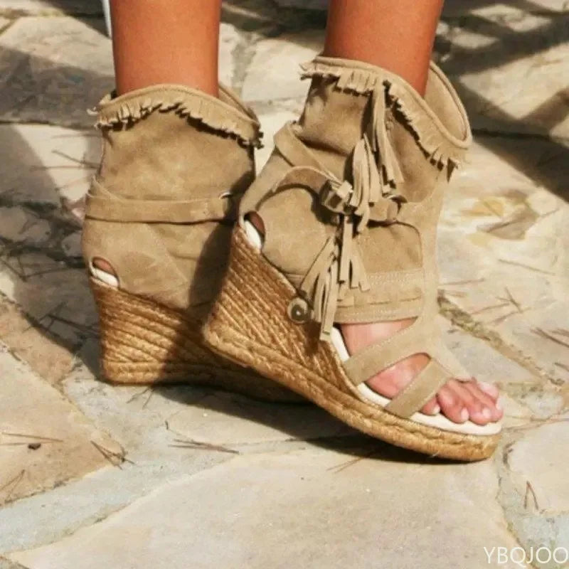 Ladies Summer Platform Wedge Tassel Shoe