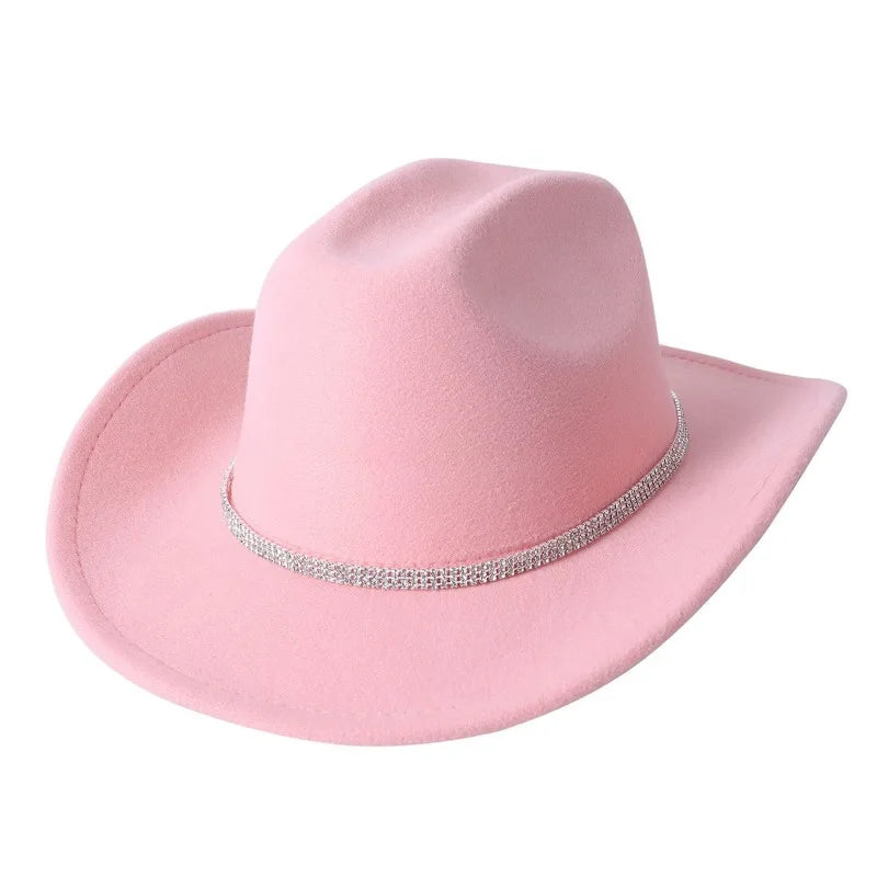 Fashion Rhinestone Cowboy Hat for Women  Shape able Wide Brim - Felt Western Cowgirl Hats