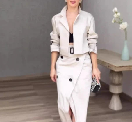 Women's Casual Two Piece Outfit Jacket +Skirt Set for Women 2 Piece.   S-XXL