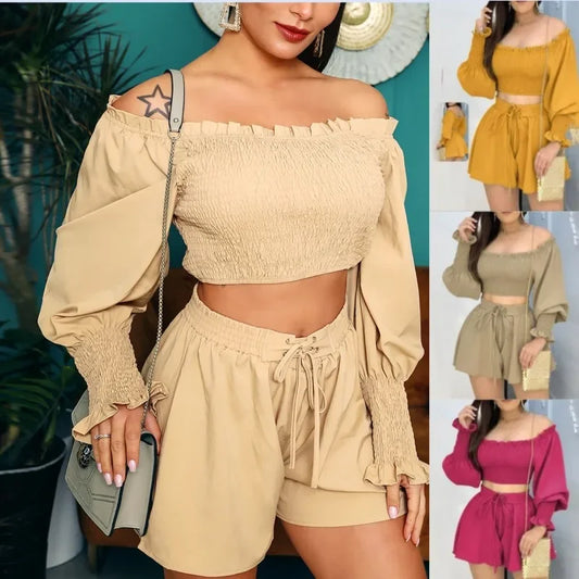 Long Sleeve Polyester Summer Fashion Casual Women's Elegant Quality Versatile Set.  S-2X