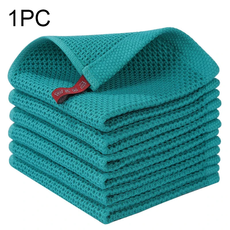 Cotton Rag Honeycomb Grid Dishcloth Towel Soft Absorbent Breathable Quick-drying Dish Cloth Hand Towels For Kitchen Cleaning