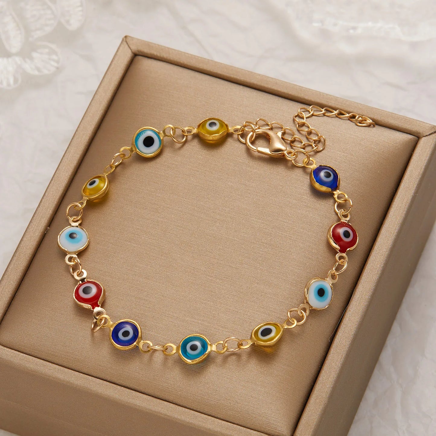 Lucky Turkey Evil Eye Bracelet For Women Adjustable Metal Chain Bangles Good Luck Wealth Jewelry