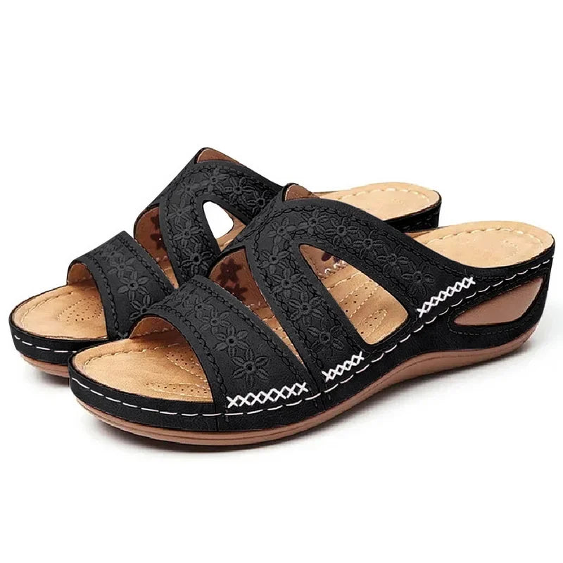 Premium Quality Orthopedic Open Toe Sandals Vintage Anti-Slip Leather Casual Female Platform European Style Shoe