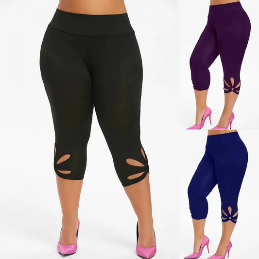 Curvy Size Ladies Capri Elastic Waist Slim Pants Can Dress Up Or Dress Down.