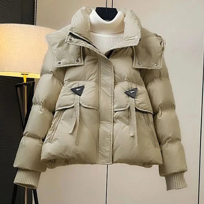Women's Hooded Down Cotton Jacket - Loose Fit Padded Winter Coat.  S-2x