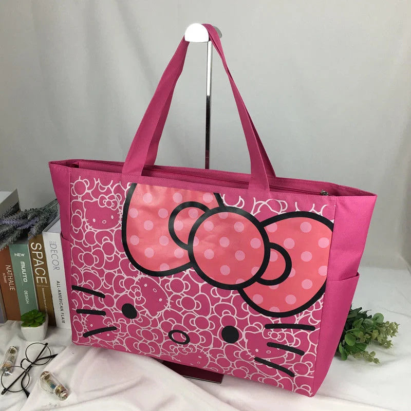 Kawaii Hello Kitty Sanrio Canvas Bag Cute Anime Large Capacity Shopping/Travel Bag