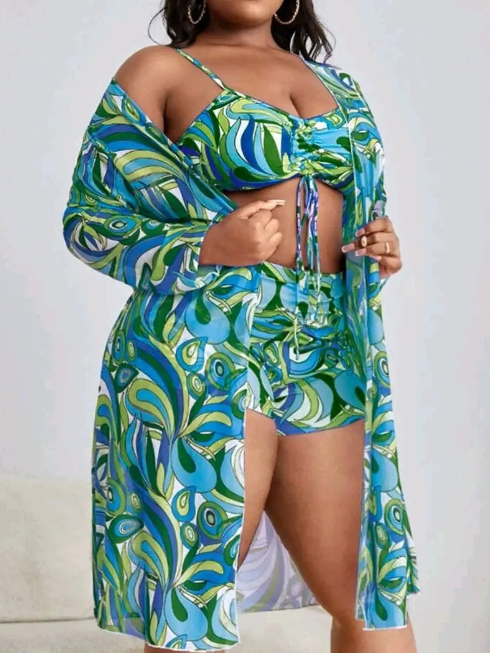 2025 New Plus Size Swimwear Three-Piece Push Up Bikini Set Sexy And Stylish