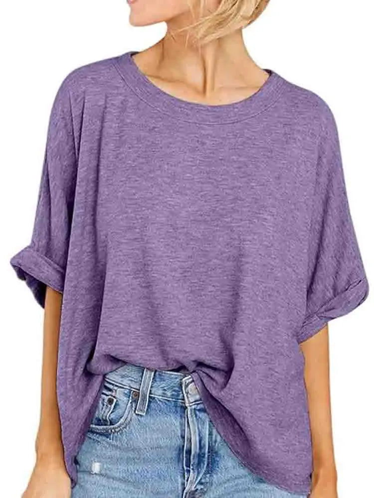 Women's  Quality Over size Short Sleeve Casual Loose Basic Tee.  S-2XL