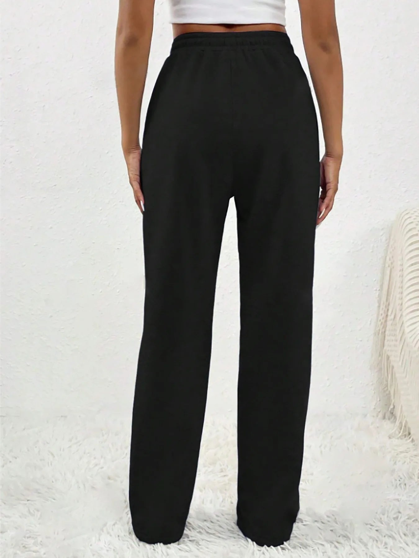 European women's casual fashion sweatpants with drawstring,