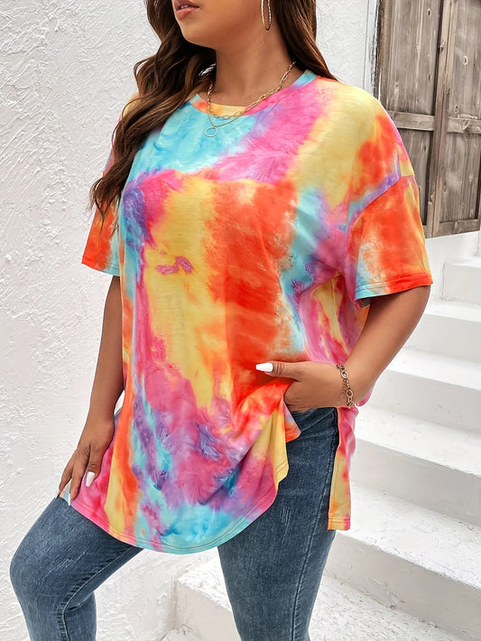 Plus Size T-shirt Women's Casual Fashion Summer Women Round Neck Popular Ladies Tee.  S-6X