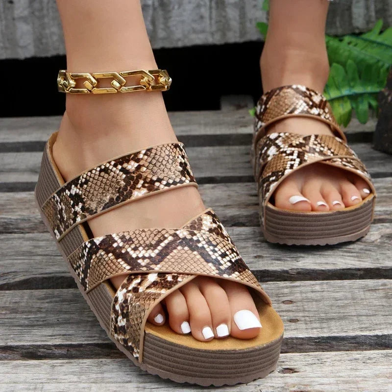 Women's cork flat sandals, non-slip platform flats,non-slip sandals. 35-43