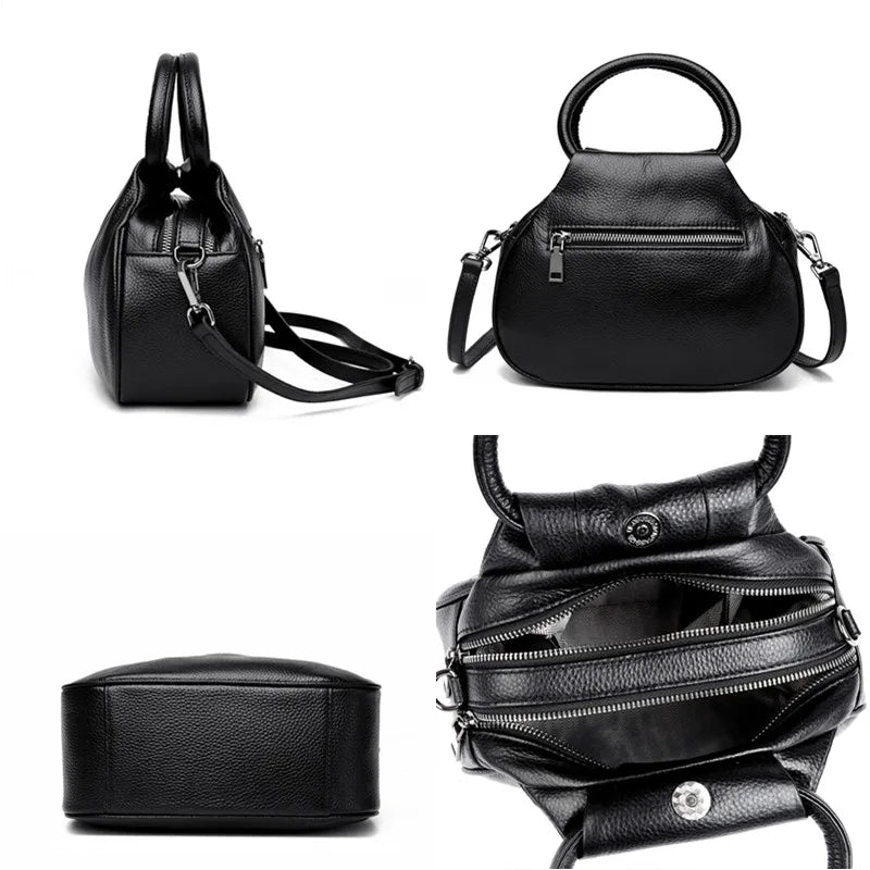 Designer Genuine Leather Handbag Women Fashion Shoulder Messenger Luxury Soft Cowhide Tote