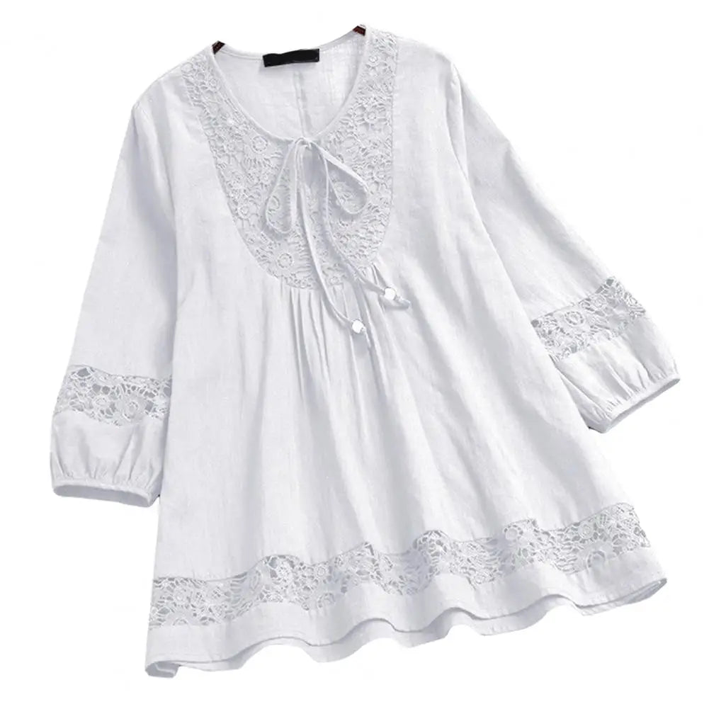 Stylish Curvy Size Bohemian Applique Lady Spring Casual Blouse. sizes M-5xl