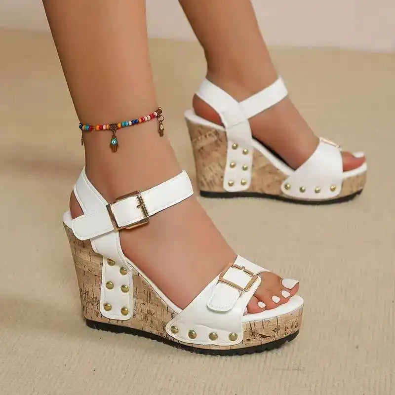 Women's Wedges Fashion Roman Buckle Peep Toe Summer heels