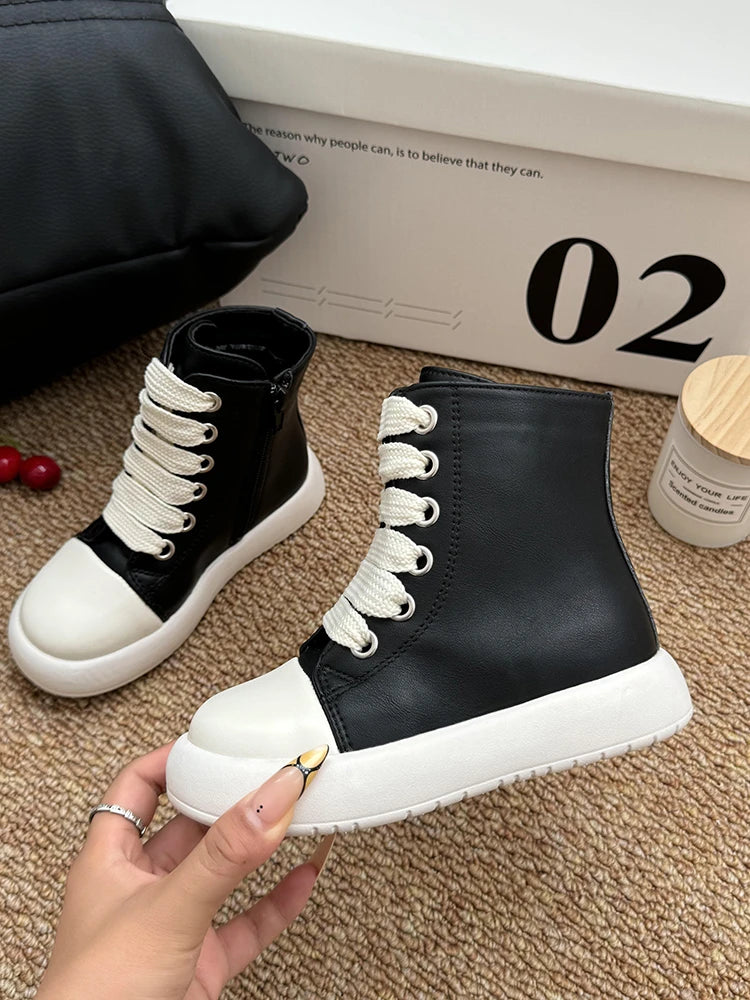 Children's Boots Autumn and Winter New Korean Style Short Boots for Boys and Girls Waterproof Mid-Calf Baby Girl Leather Boots Fashionable Brand Shoes