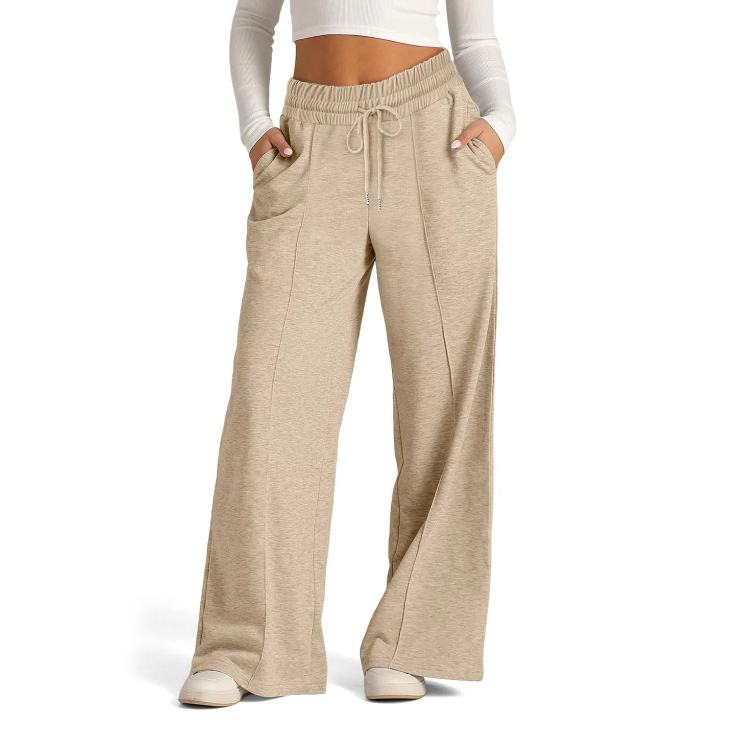 Womens Wide Leg Sweatpants High Waist Baggy Flared Drawstring Athletic Joggers Casual Daily Wear Loose Sporty Wear.  S-2X