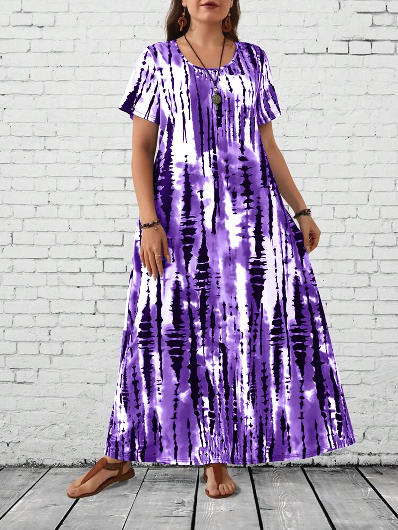 Summer women's casual printed long plus size dress