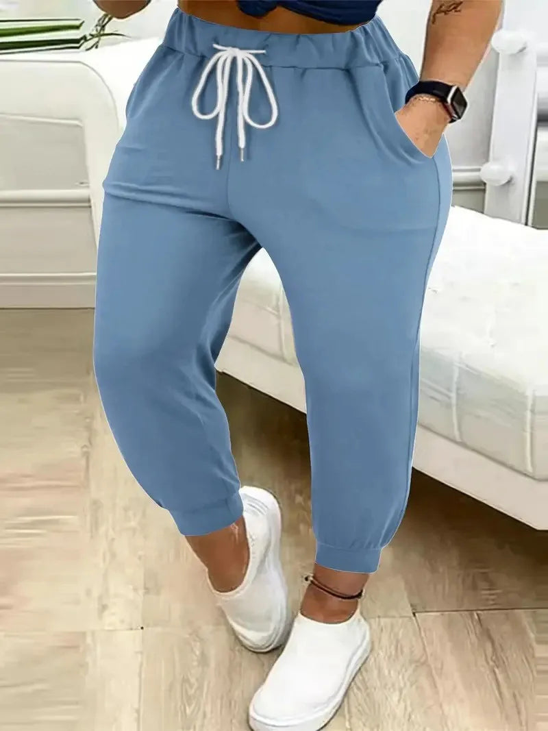 European plus size new casual solid colour pocket Harem Pants