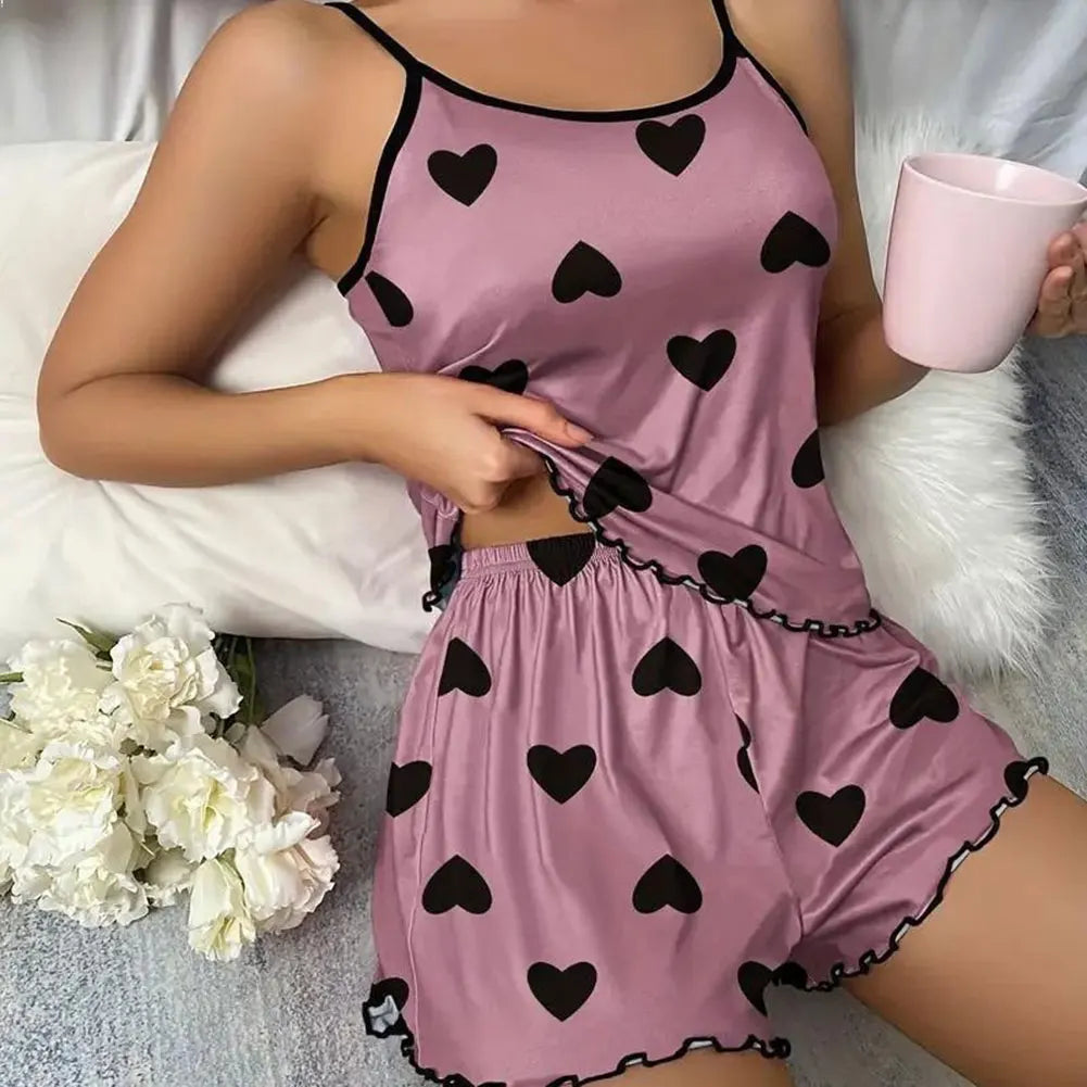 Women Pajamas Set Cute Sexy Soft Cozy Casual Printed Sleepwear With Shorts And Cami For Home lounge/Sleepwear.   S-3XL