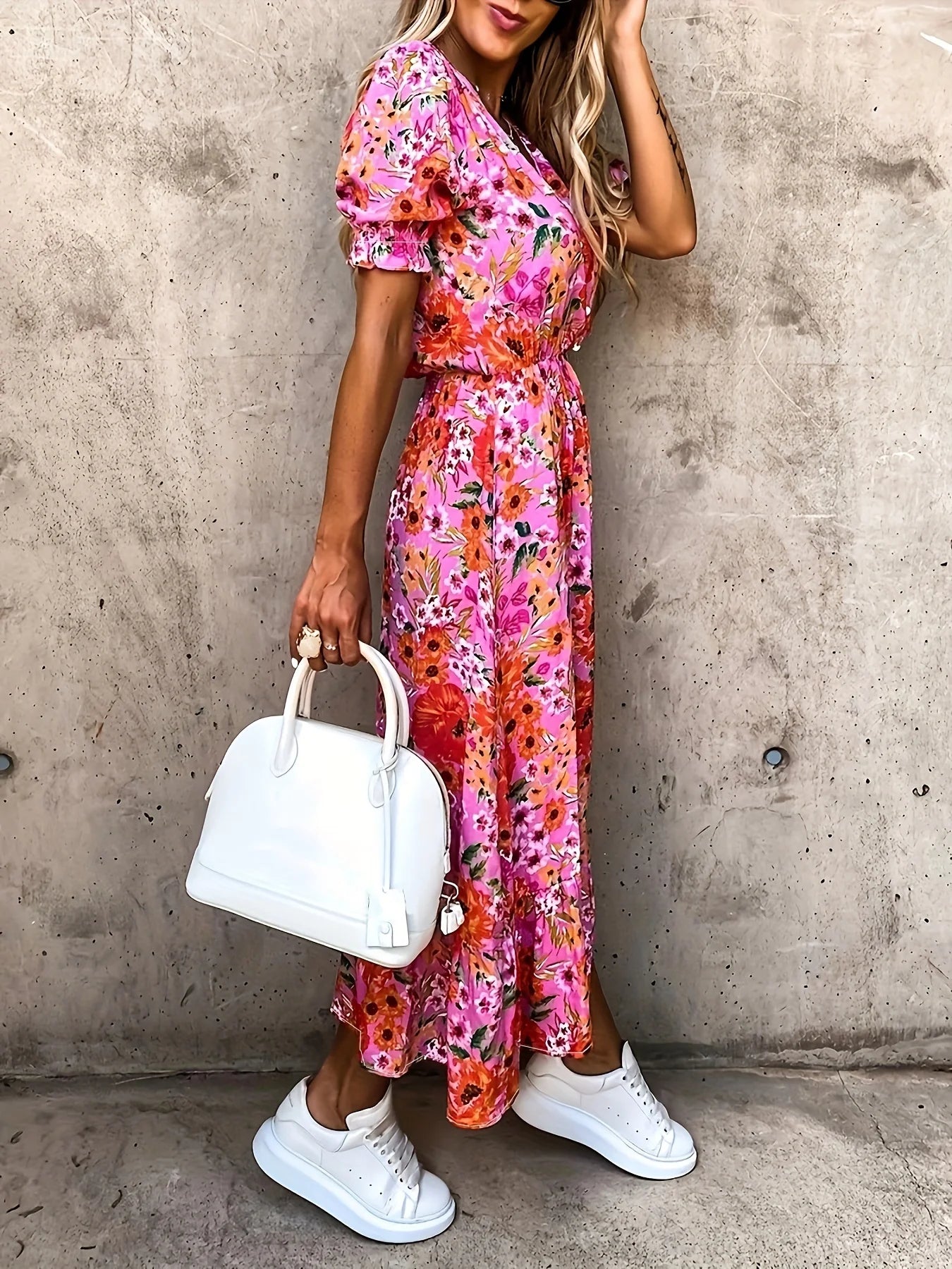 Women's Woven Dress Casual Bohemian Maxi Summer A-Line Long Dress with Pockets Full Length.