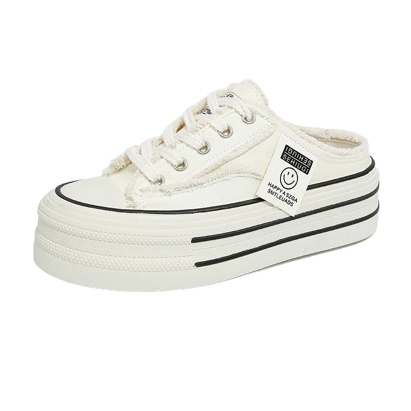 New Women's Canvas Breathable Casual Sport Thick Soled Shoes .