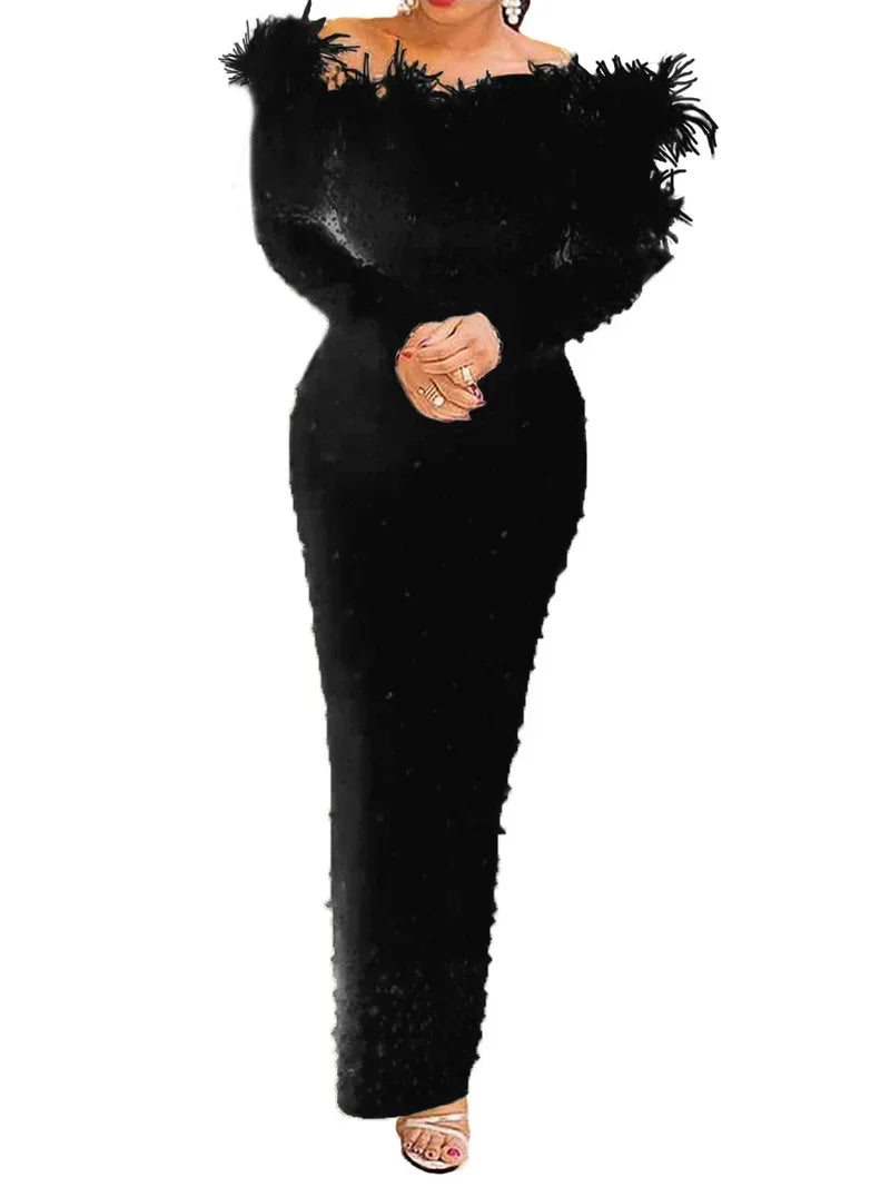 Women Long Sleeve elegant Party Dress. S-2xL