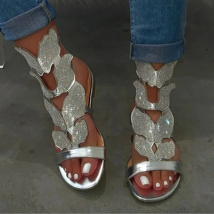 Summer Fashion Sandals for Women Butterfly Crystal Gladiator Sandals Comfortable Open Toe .