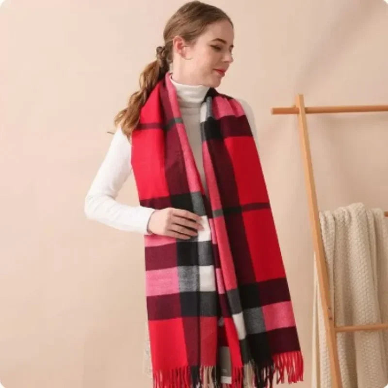 Women's Classic Lattice Pashmina Scarf - Soft Cashmere Winter Shawl