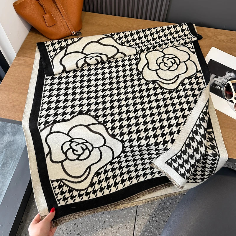 Fashion Print Cashmere Women Two-sided Scarf Winter Warm Shawl and Wrap Pashmina