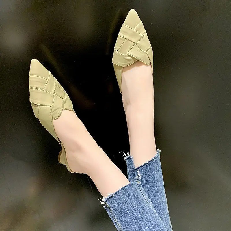 Ladies Leather Pointed Toe Mule Slides With Premium Quality.