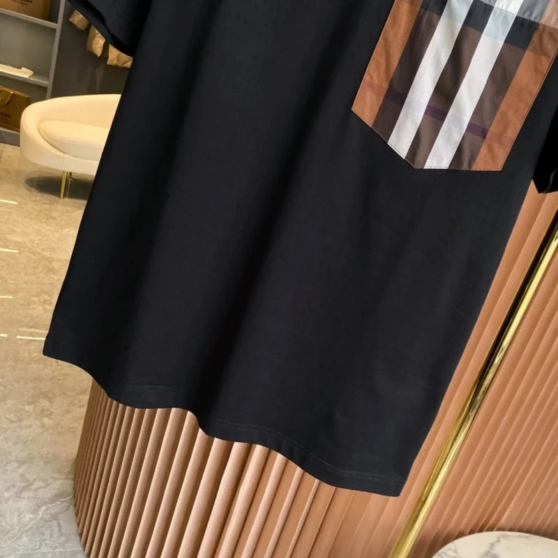 Luxury Brand Design 2025 Summer Black Loose Cotton Short Sleeve T-shirt For Men.  S-xxL