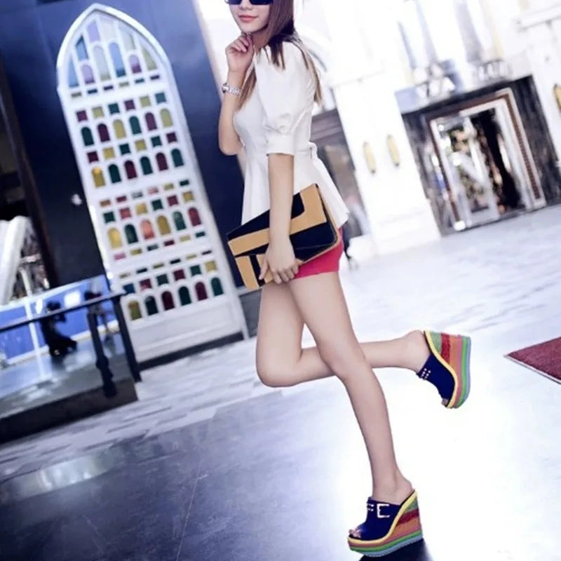 Summer 2025 Fashion Platform Colourful Wedge Heel Sandals