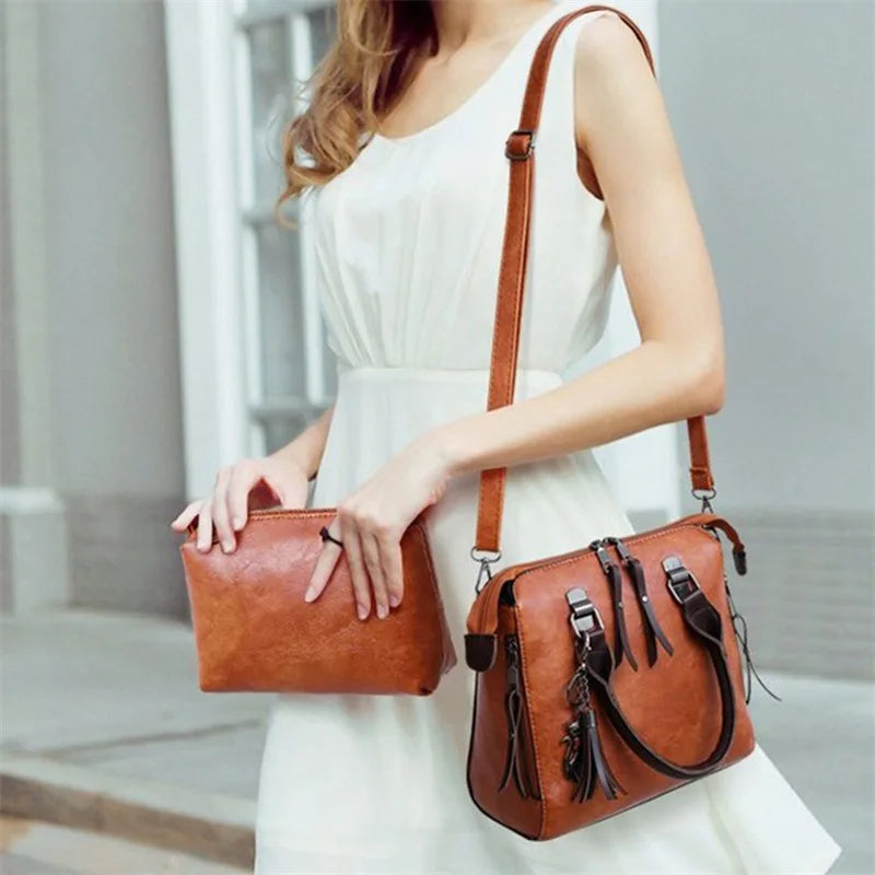 Women 4 Piece Fashion Handbags Large Capacity Tote Bag Cross-body Purse Wallet Set Perfect For Travel