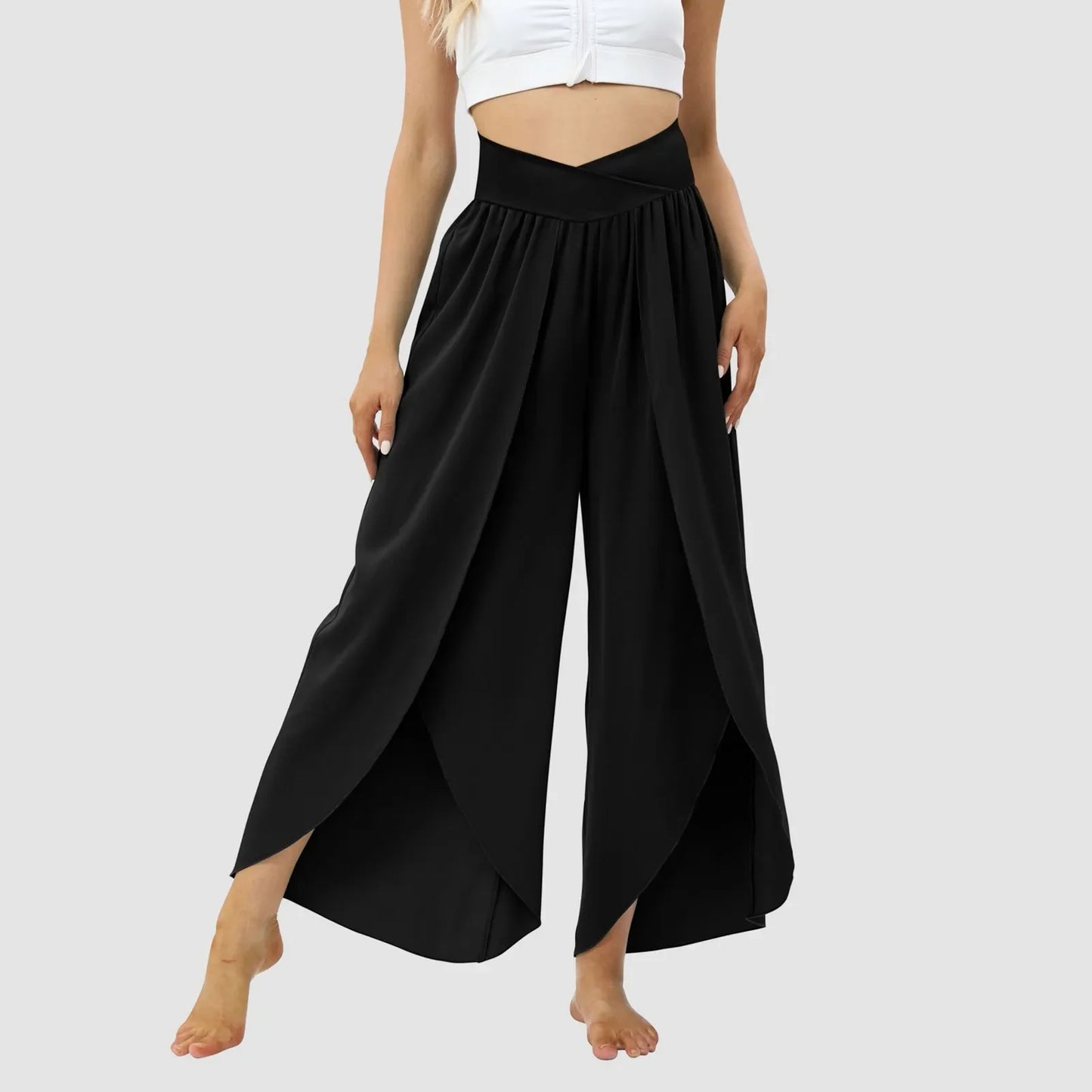 Women Wide Leg High Waist Hippie Casual Wear Boho Palazzo Pants.  S-3X