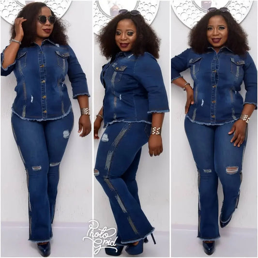 Two Piece Women Denim Suit