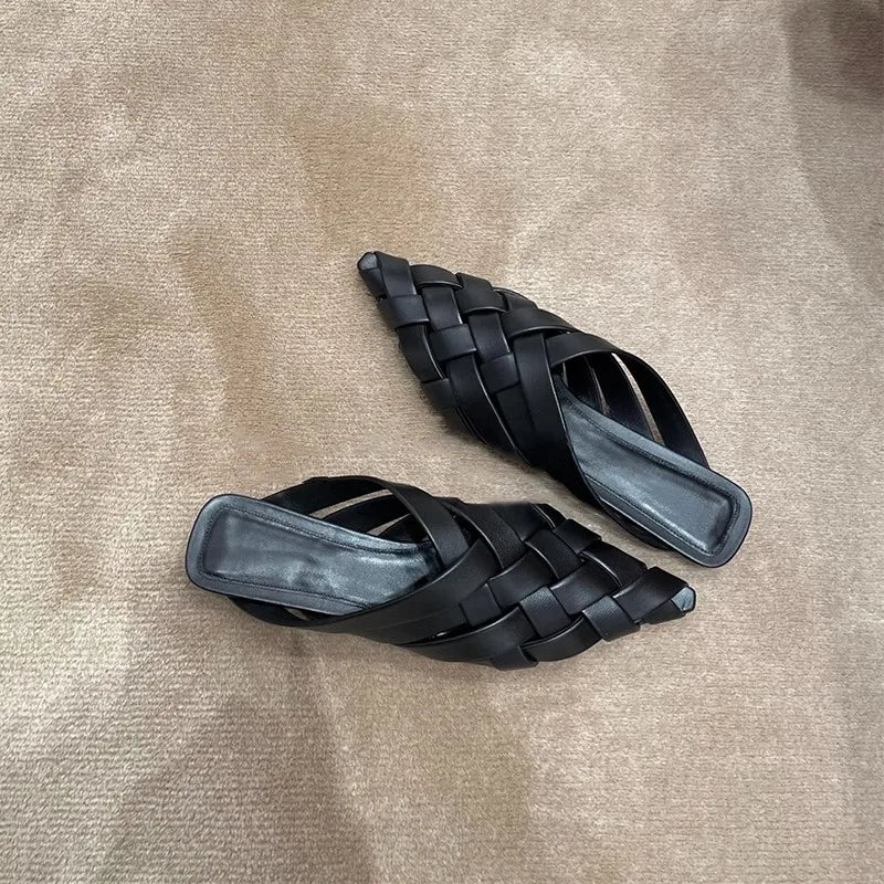 Women Pointed Toe Shallow Slip On Mule Slides