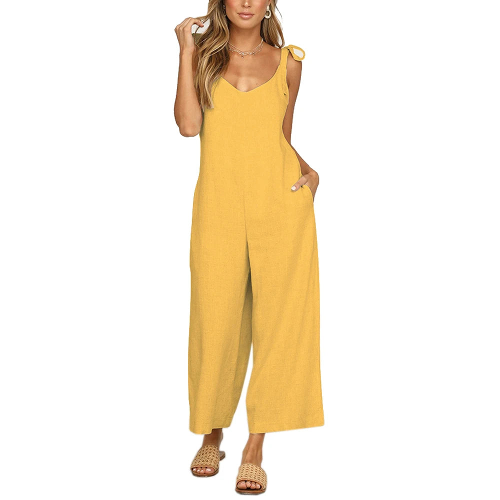 Summer women's bow knot  jumpsuit.  S-3X
