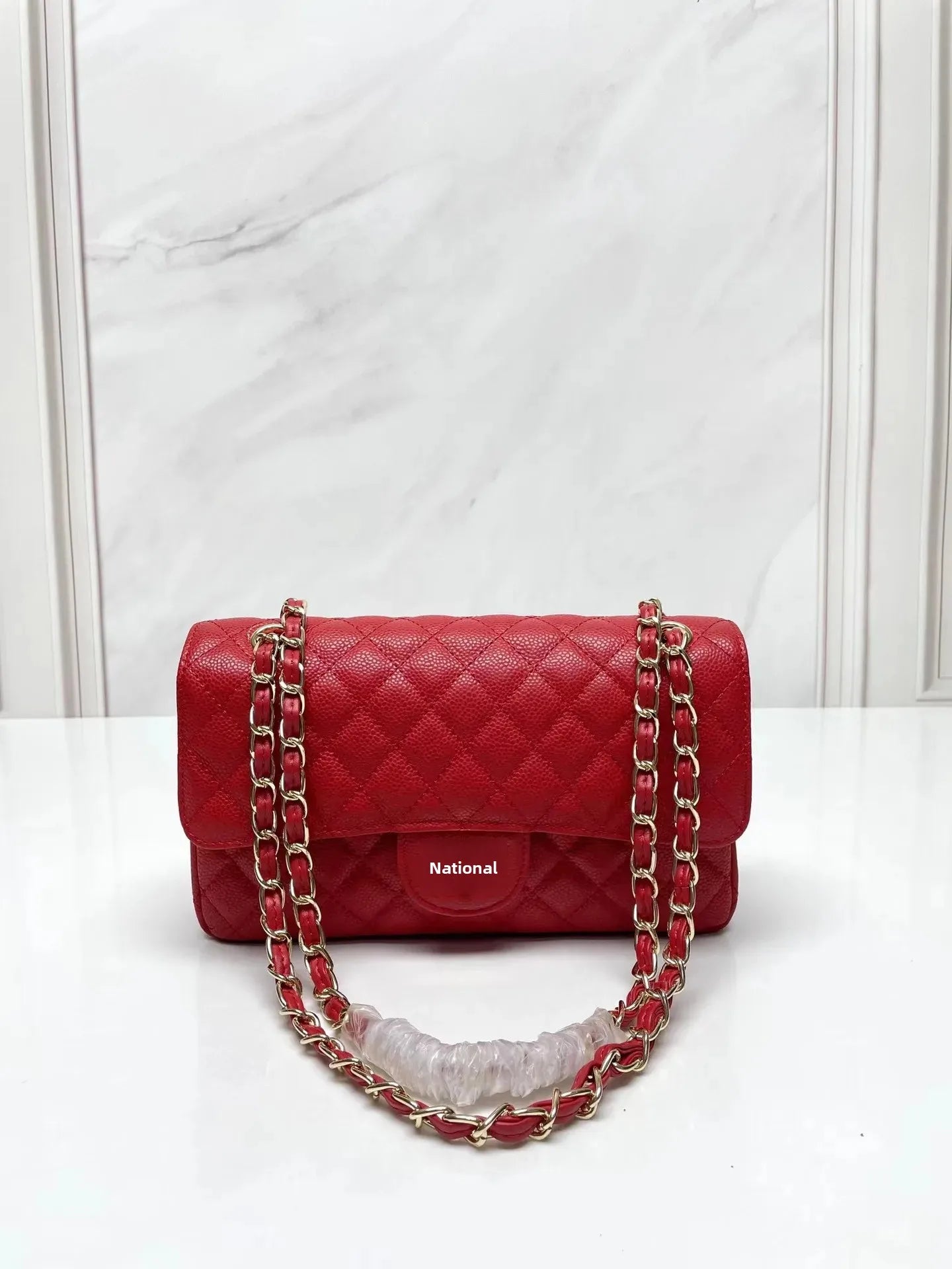 New Vintage Cow Leather Argyle Chain Hand/Cross body Designer Bag 25CM