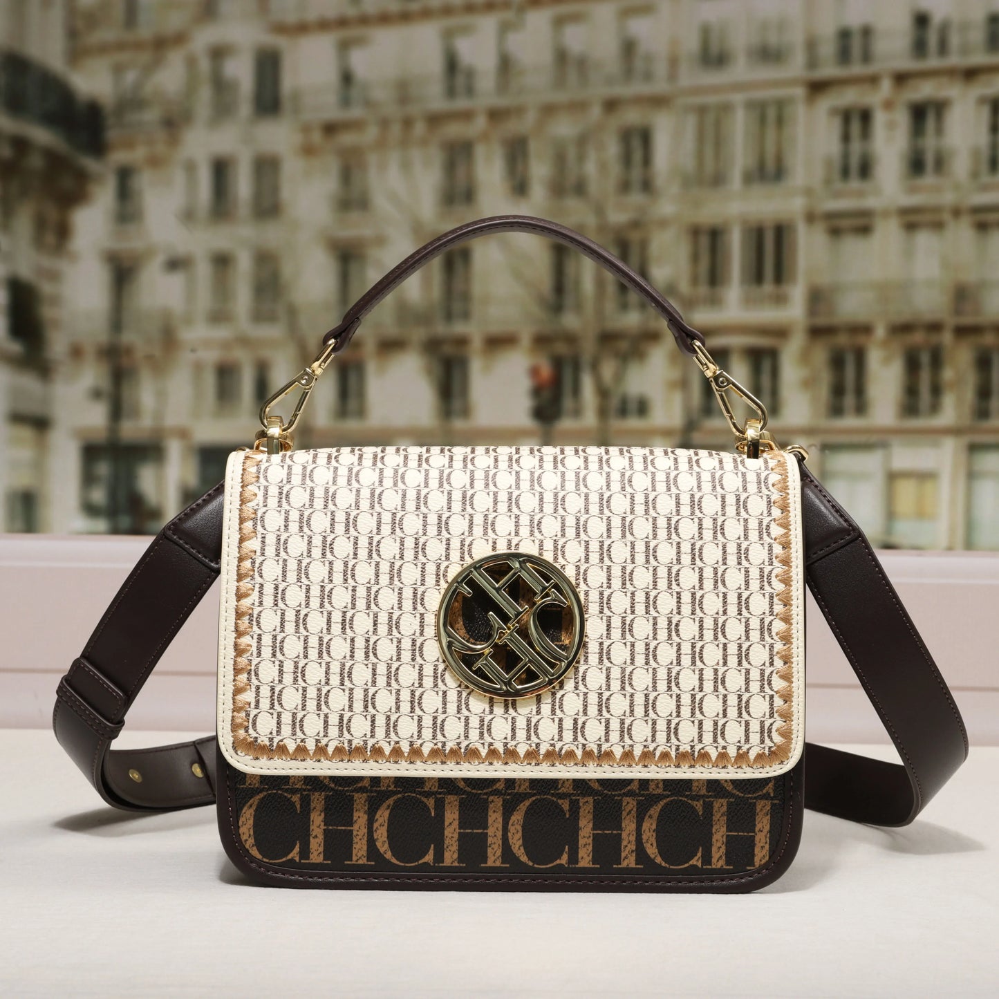 Solid Design Dark Letter Embossed Exquisite Luxury Brand Fashion Handbag