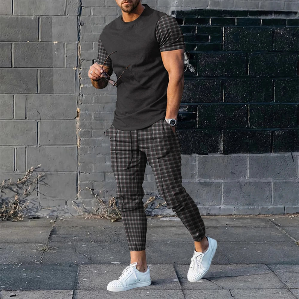 Fashionable Men's 2 Piece Set Short Sleeve Sportswear And Street Wear